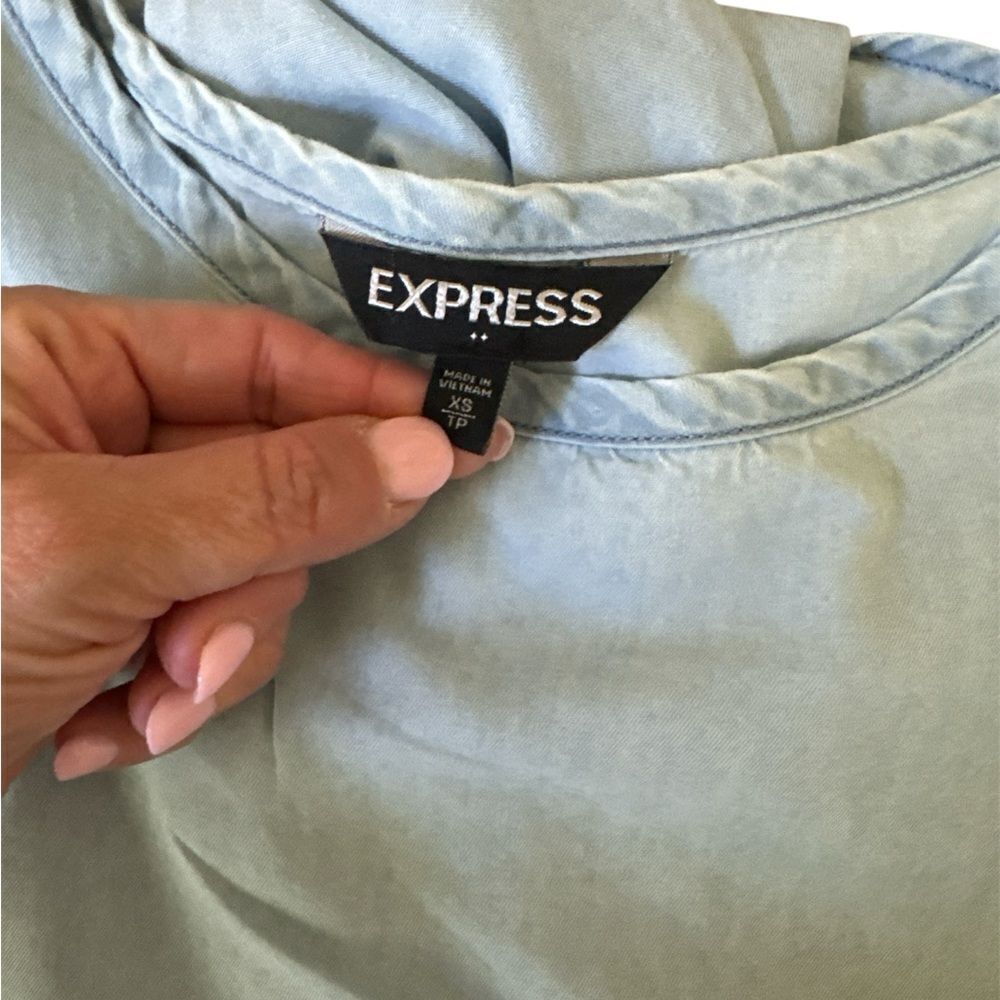 Express Light Blue Women's Blouse - Picture 3 of 4